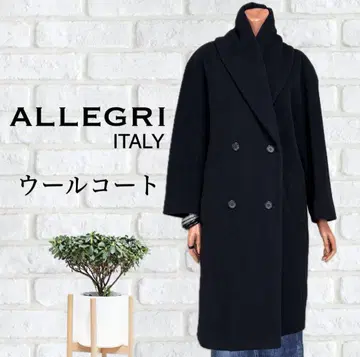 ALLEGRI 이탈리아제 옷깃 높은 울 코트 블랙
