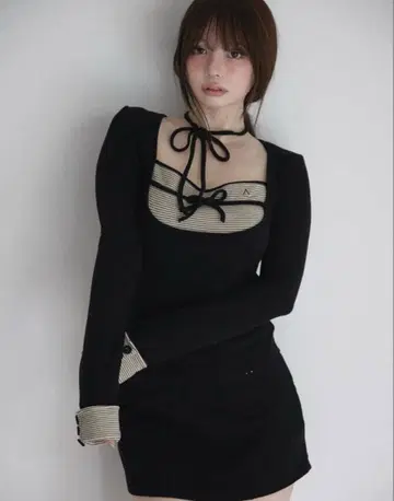 andmary Aiden baby ribbon set up black