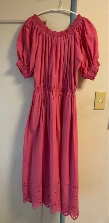 [ 미사용품 ] ECLIN 에크린 퍼프 슬리브 개더 원피스 코튼