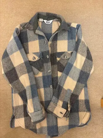 Woodrich 울 플란넬 셔츠 청베이지 체크