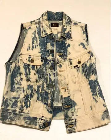 한정판 블리치 가공 데님 베스트 Lee 데님 자켓