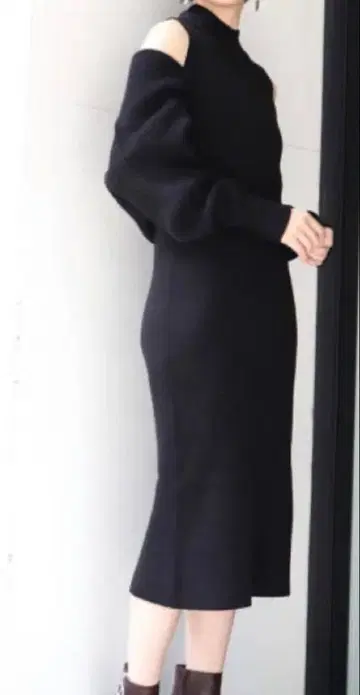 무루아 볼레로 도킹 블랙 니트 원피스