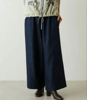 비어즐리 속기모 허리 리브 데님 팬츠 0호