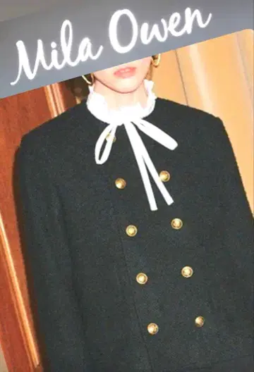 미라 오웬 디자인 발군 어른 멋진 골드 버튼 트위드 자켓