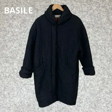 BASILE 이탈리아제 블랙 퀼팅 롱 코트