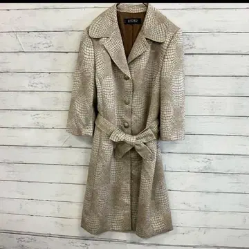 KASPER 스네이크 패턴 롱 코트 벨트 포함 S 사이즈 상당 고급스러운