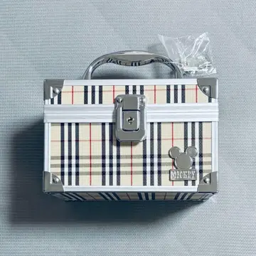 미키마우스 화장품 박스 쥬얼리 박스 케이스 체크 무늬 열쇠 포함