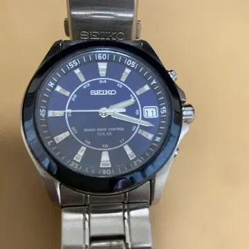 SEIKO 솔라 전파 시계 7B22-OBNO 블루 다이얼 스테인리스