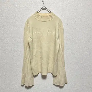 JUNOAH 리브 니트 하이넥 상의 아이보리 M 사이즈 긴팔