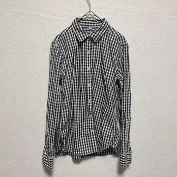 무인양품 깅엄 체크 셔츠 블랙 S 사이즈