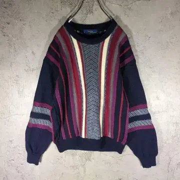 [일본제] 울 100 올 패턴 레트로 디자인 90s 니트 스웨터 M