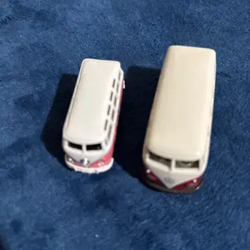 버스형 미니카 화이트/레드 2대 세트 폭스바겐