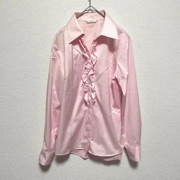 PERSON'S 프릴 블라우스 핑크 긴팔 9R