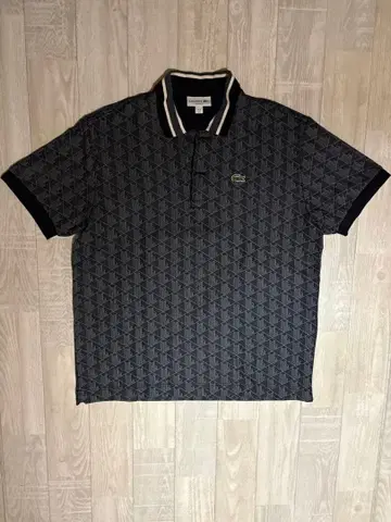 LACOSTE 라코스테 모노그램 피케 셔츠/ 블랙
