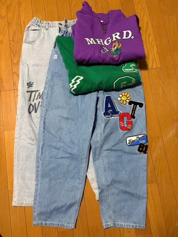 데님 팬츠 하프 지퍼 가디건 세트