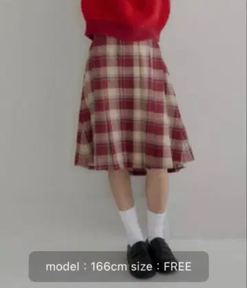 haek check pleated skirt [ red ]