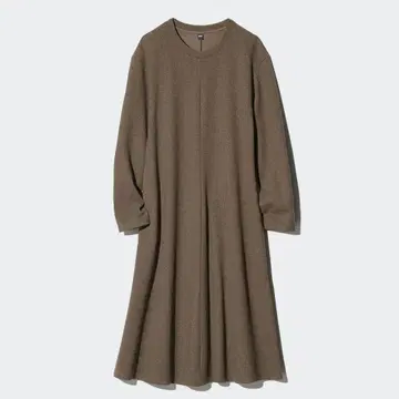 유니클로 브러쉬드 저지 원피스 올리브 XL 미사용 새상품 기장 짧음