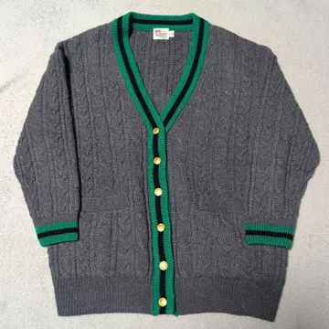 TRADITIONAL WEATHERWEAR 가디건 골드 버튼 그레이