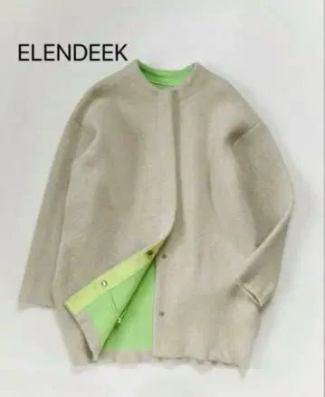 ELENDEEK 라쿤 니트 가디건 베이지 네온 그린