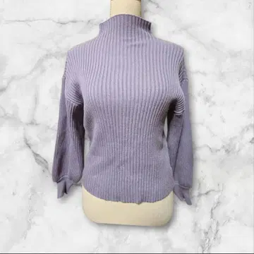 새상품급 그레일 볼륨 슬리브 보틀넥 니트탑 블루 [ F ]