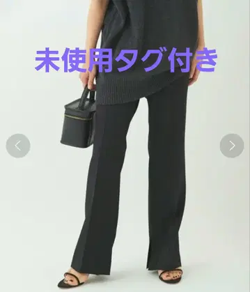 [ 미사용 택 포함 ] plage 소모 사이드 슬릿 팬츠 블랙 32