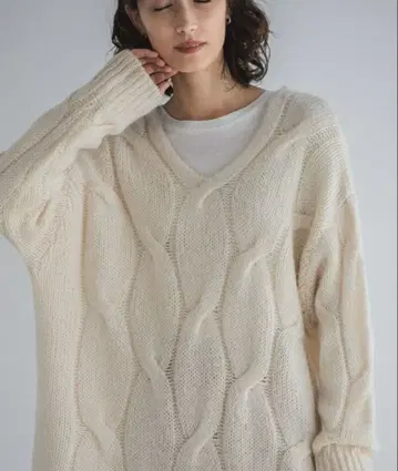 A 파트 바이 3G 케이블 V 튜닉 니트