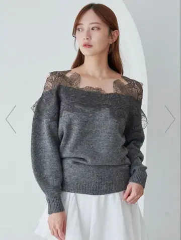 미사용 새상품 스나이델 SNIDEL 레이스 트리밍 니트 풀오버