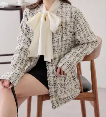 CHICO 치코 소매 탈부착 트위드 자켓