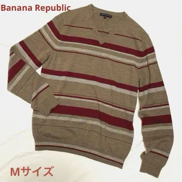 [ 바나나 리퍼블릭 ] 스트라이프 패턴 V넥 스웨터 울 얇은 소재