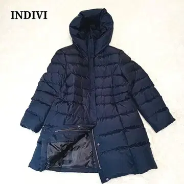 [ XL 사이즈 ] INDIVI 인디비 다운 코트 롱 후드 네이비