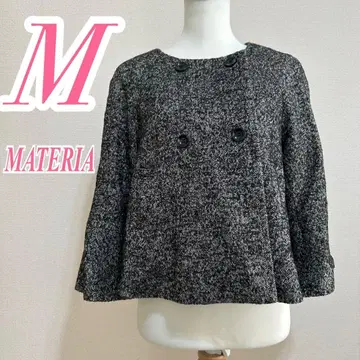 MATERIA 마테리아 노카라 자켓 M 페미닌 블랙 화이트