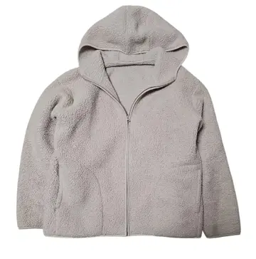 무인양품 모코모코 보아 지퍼 후드티 아이보리 크림 베이지