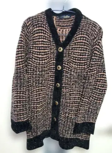 Caravan 트위드 니트 가디건 라메 반짝이는 브라운 계열