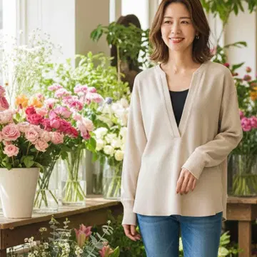 뷰티앤유스 더블 페이스 딥 V넥 풀오버 5899