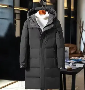 5XL 90% 남성용 다운 코트 롱 다운 코트 후드 부착