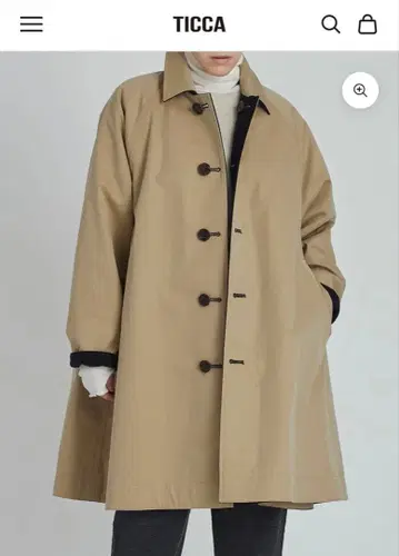 TICCA 울 리버서블 더블 브레스트 코트 베이지