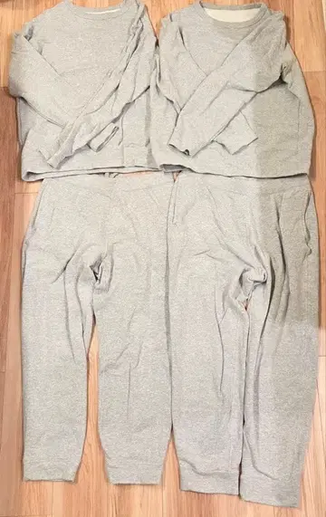 유니클로 울트라 스트레치 맨투맨 세트 그레이 L 사이즈 2세트