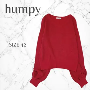 한피 빅 사이즈 포인트 컬러 V넥 퍼프 소매 니트 스웨터 LL