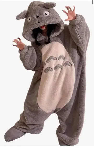 토토로 디자인 후드 부착 올인원 빅 사이즈