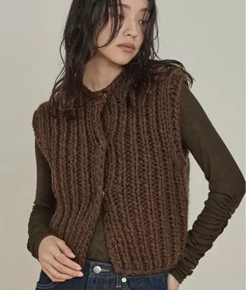 miette 로우 게이지 핸드 니트 베스트