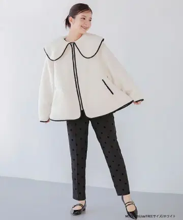 핏모어 빅 칼라 텐트라인 파이핑 보아 아우터 아이보리