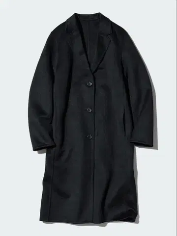 유니클로 더블 페이스 체스터 롱 코트 블랙 M