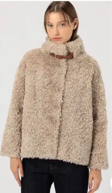 HERNO 컬리 에코퍼 가죽 벨트 블루종