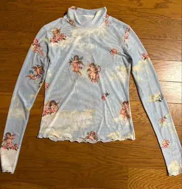 70년대 유럽 프랑스 빈티지 천사 시어 탑 롱T 엔젤