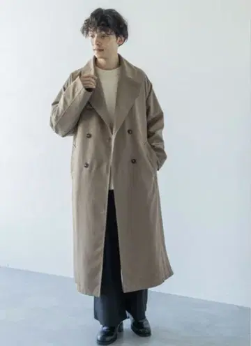 RAGEBLUE 베이지 더블 브레스트 롱 코트 M 사이즈