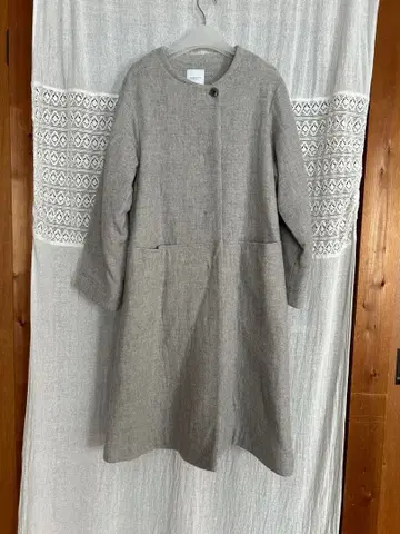 [ 미사용품 ] 북유럽, 생활 도구점 울 노카라 롱 코트