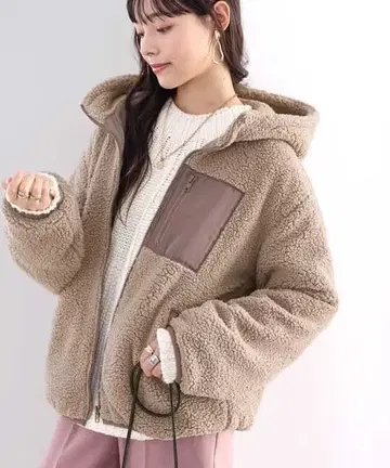 [완판템] 새상품급 클래식 엘프 플리스 자켓 베이지 후드 부착