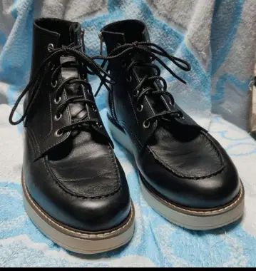 GU 리얼 가죽 워크 부츠 26cm 천연 가죽 신발 사이드 지퍼