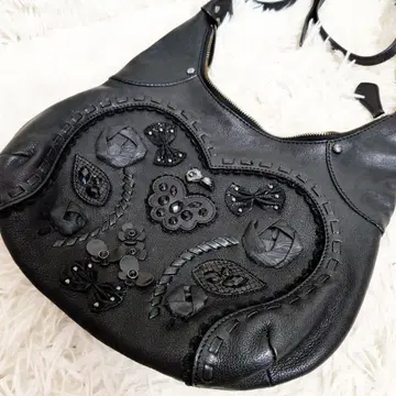 [새상품급] [레어] ANNA SUI 안나수이 가죽 원숄더백 블랙