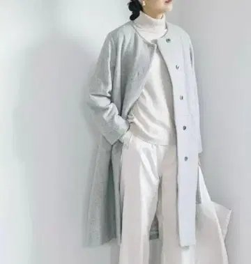 [ 미사용품 ] 북유럽, 생활 도구점 울 노카라 롱 코트